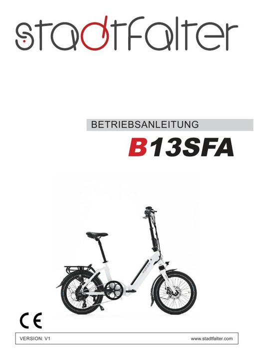 E-Bike vouwfiets B13 Bedienungsanleitung