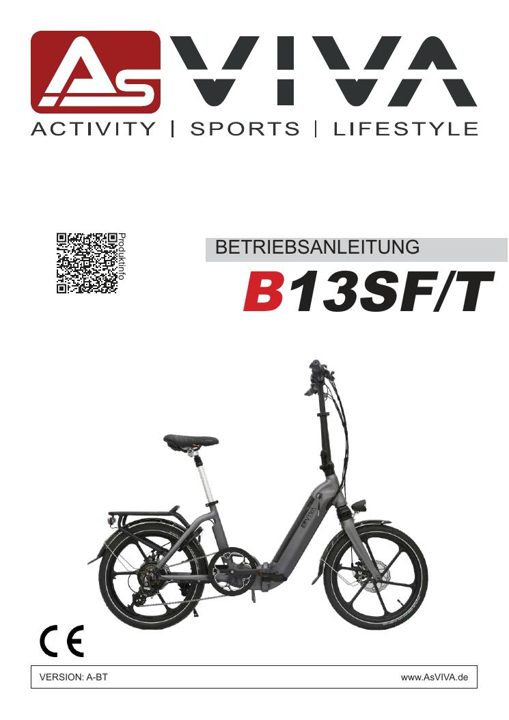 E-Bike vouwfiets B13 Bedienungsanleitung