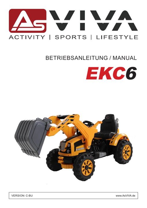 Schaufelbagger Kinder Elek­tro­au­to AsVIVA Bagger EKC6 gelb