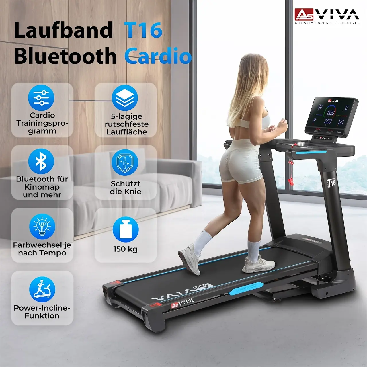AsVIVA T16 Smart Run – bluetooth cardio-loopband in overzicht