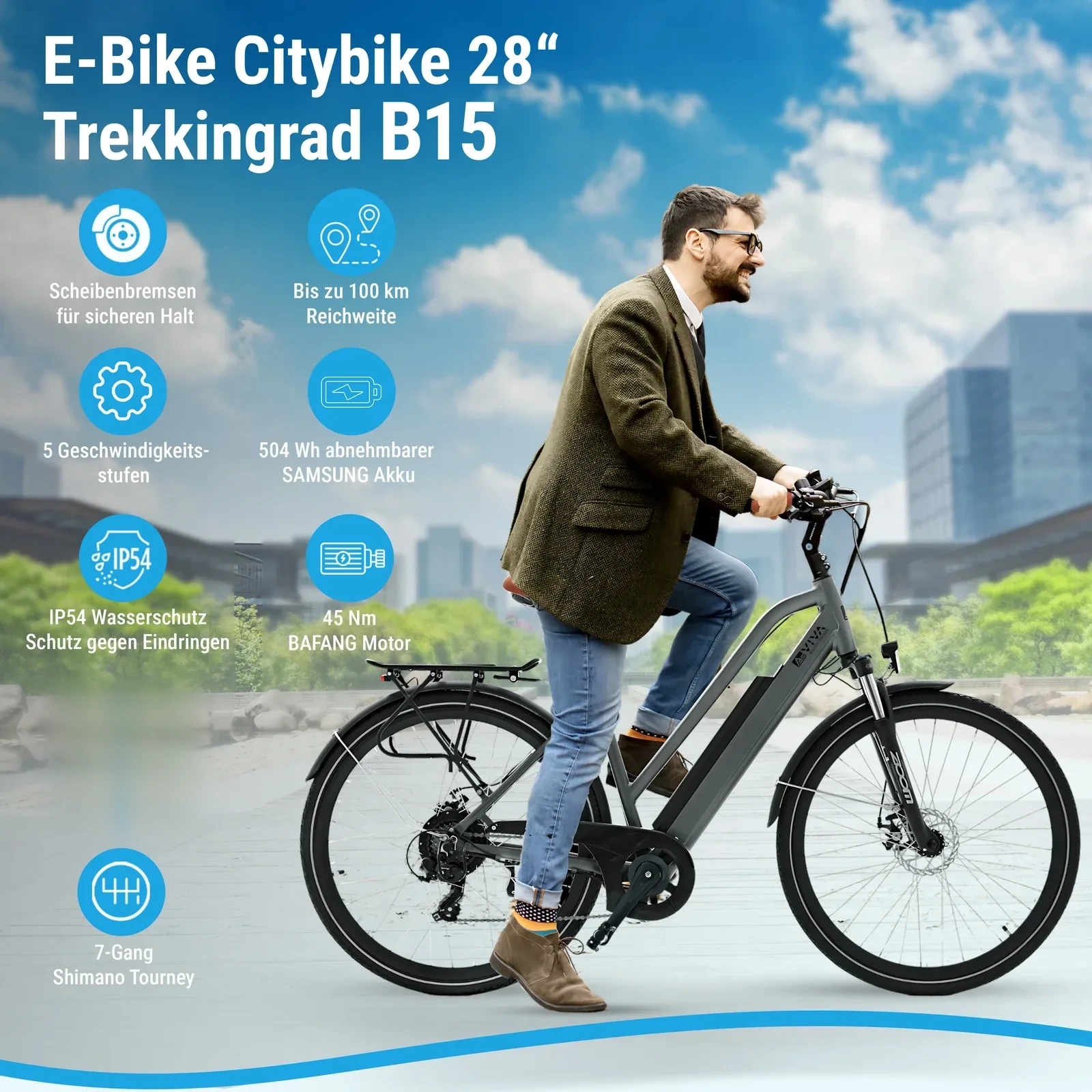 AsVIVA B15 city e-bike 28 inch – uitrusting in overzicht