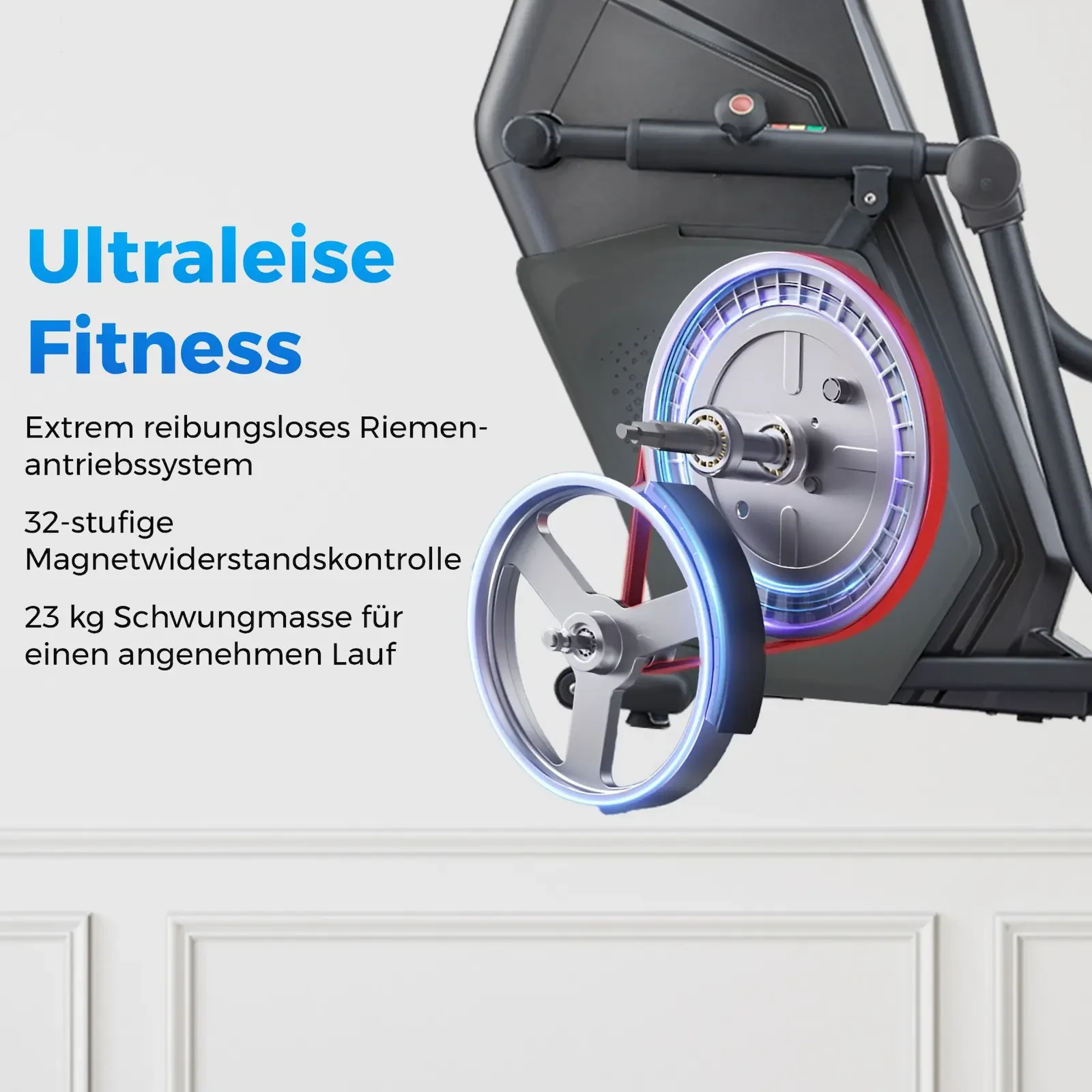 Ultrastille riemaandrijving met 23 kg vliegwielmassa