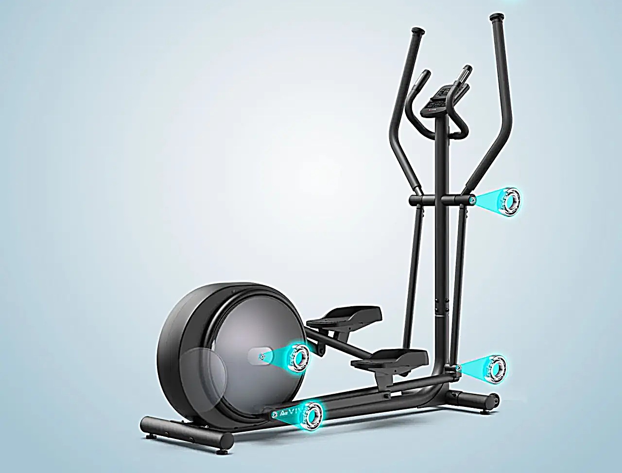 AsVIVA crosstrainer C29 Step – zijaanzicht met kenmerken in overzicht