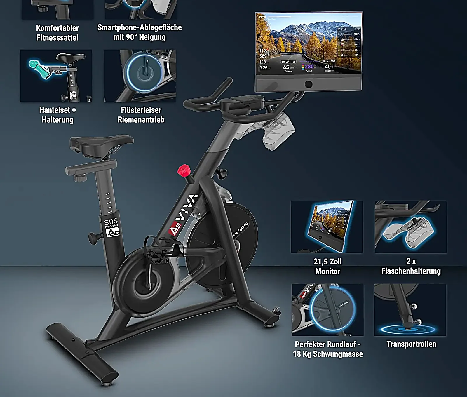 AsVIVA S11S Speedbike Indoor Cycle – alle onderdelen in overzicht