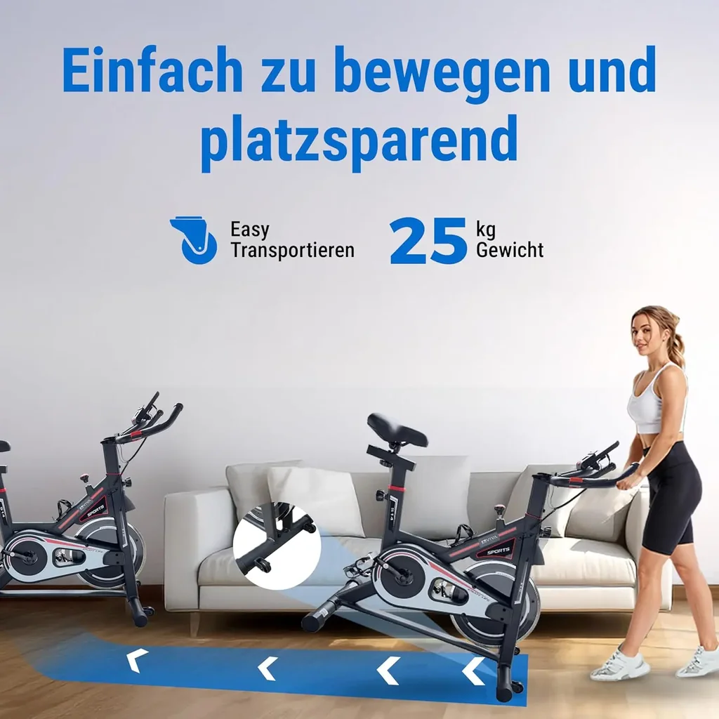 Indoor Cycle Dynamic S14 – Speedbike Transportrollen Platzsparend