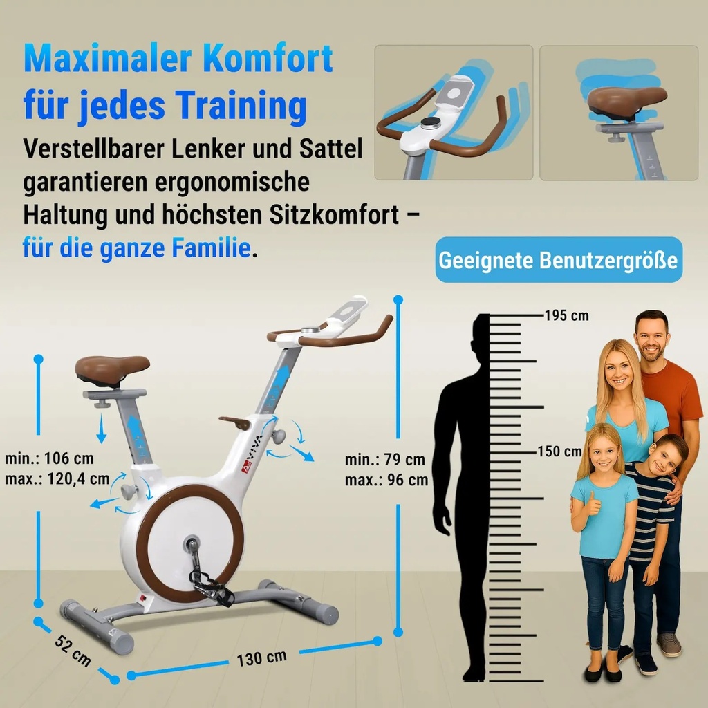 Ergometer Speedbike H12 – Heimtrainer Indoor Bike Größe