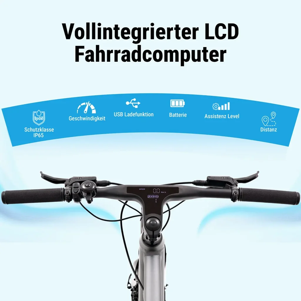 AsVIVA E-Bike BC1B – 28" Urban Citybike – LCD-display & display