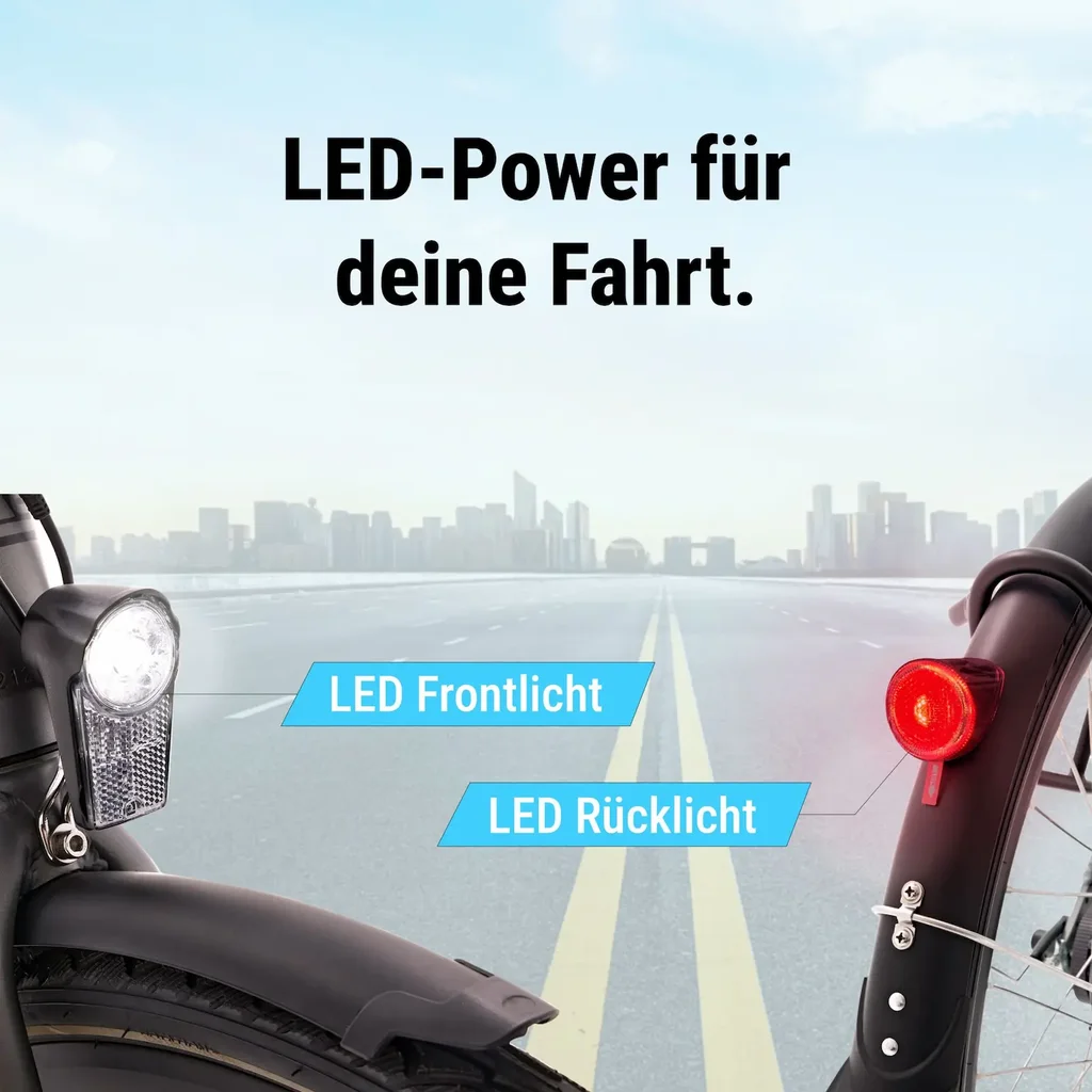 AsVIVA E-Bike BC1B – 28" Urban Citybike – LED-verlichting & verlichting