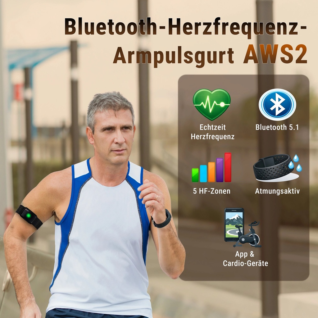 AsVIVA [AWS2] armpulsband met Bluetooth AWS2 - detailweergave
