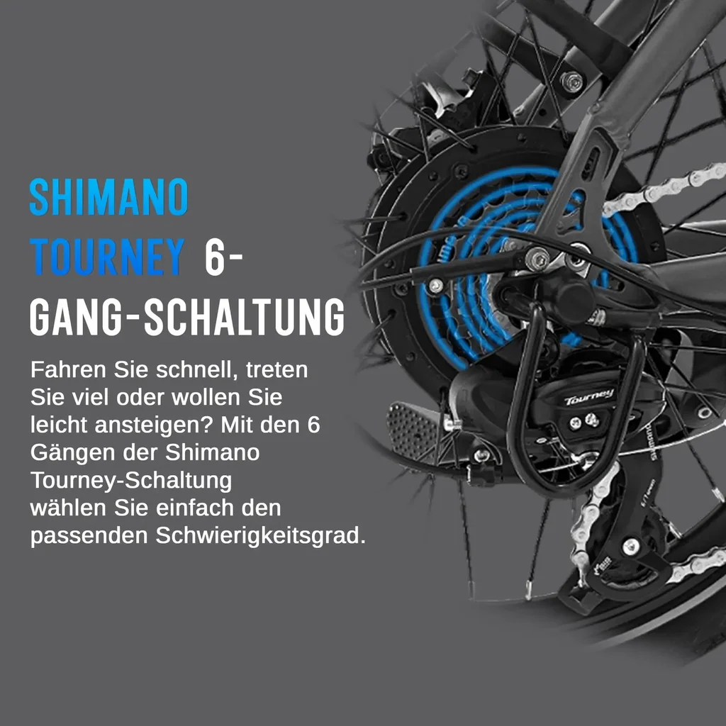 6-Gang-Shimano-Tourney-Schaltung & Kenda-Reifen