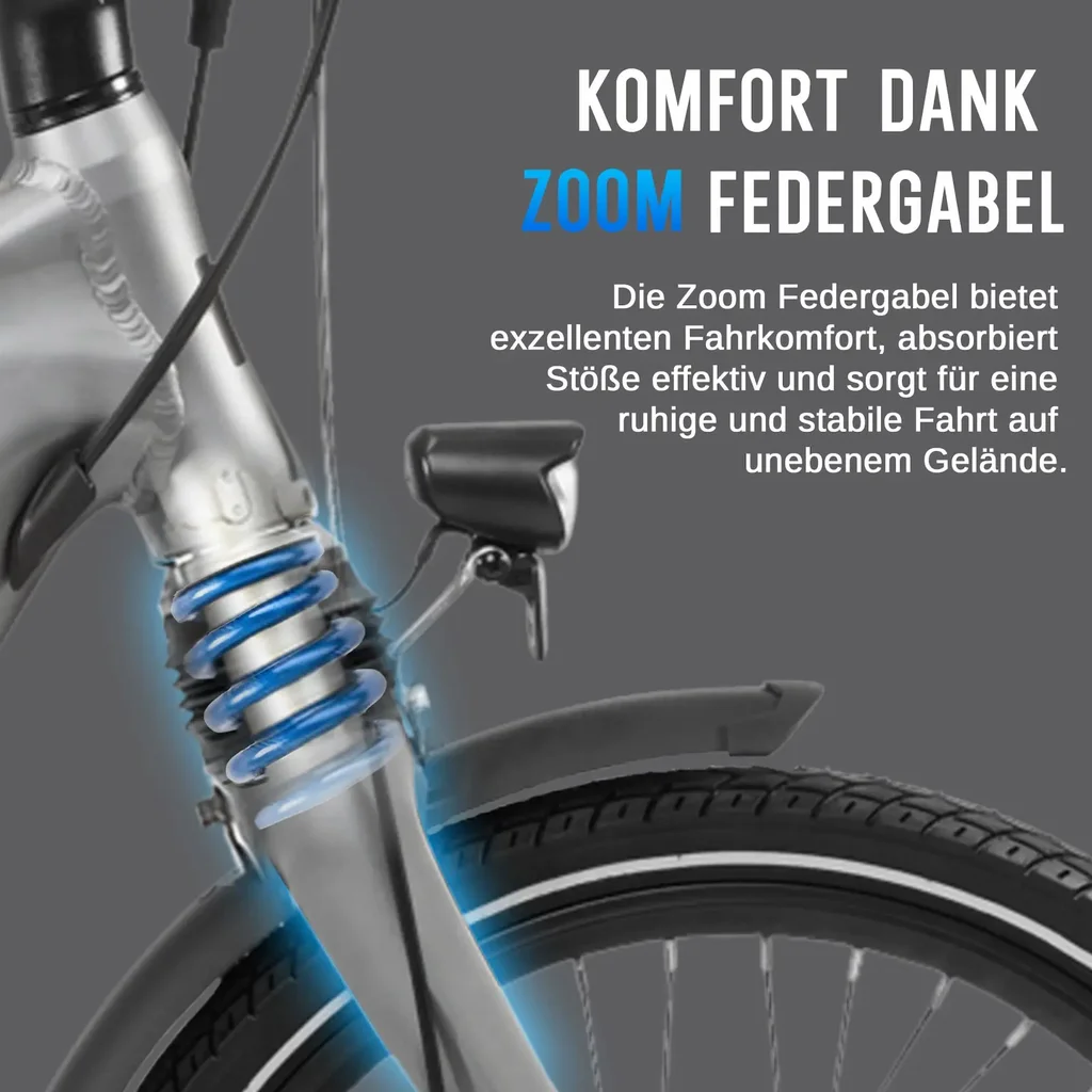 Komfort: Gel-Sattel & gefederte Sattelstütze