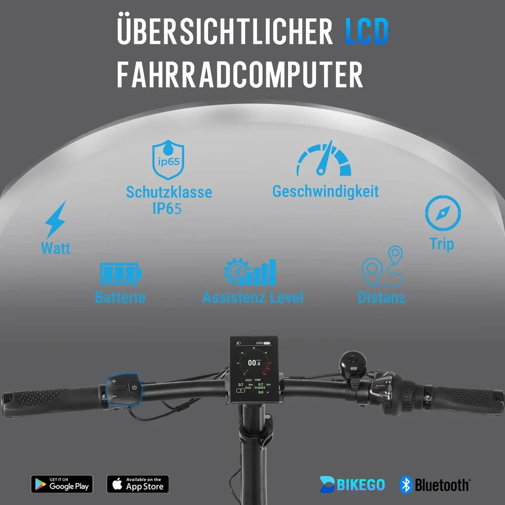 Übersichtliches LCD-Display mit Tachometer