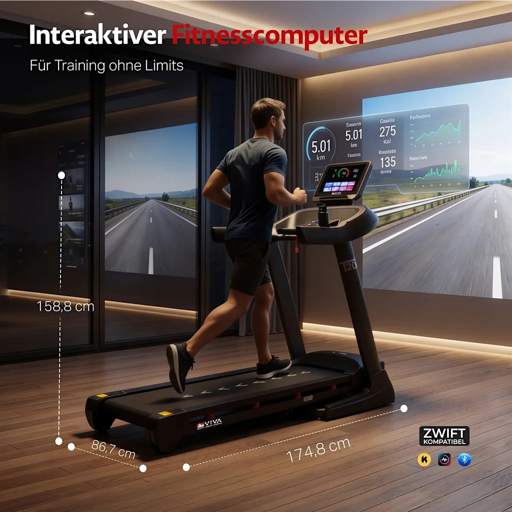 AsVIVA loopband T20 Cardio Pro Runner – Trainingscomputer