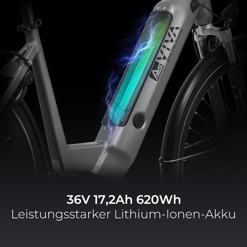 AsVIVA City E-Bike Stadtfalter B14 – Grijs/Wit – Weergave 3