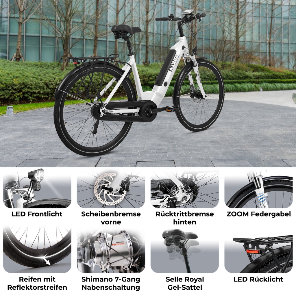 AsVIVA City E-Bike Stadtfalter B14 – Grijs/Wit – Weergave 2