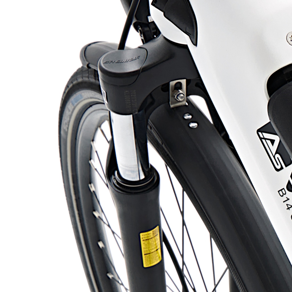 AsVIVA City E-Bike Stadtfalter B14 – Grijs/Wit – Veervork