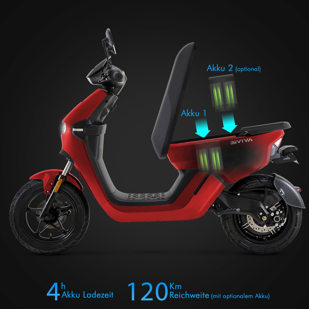 [EM1_RED] elektrische scooter AsVIVA EM1 rood - Productweergave