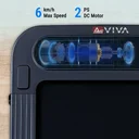 Krachtige motor van de AsVIVA Walking Pad loopband T25 met snelheidsweergave in km/h en vermogen in PS