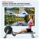 Interactieve live lessen op de AsVIVA roeimachine RA20 in het zwart voor begeleide training op het scherm
