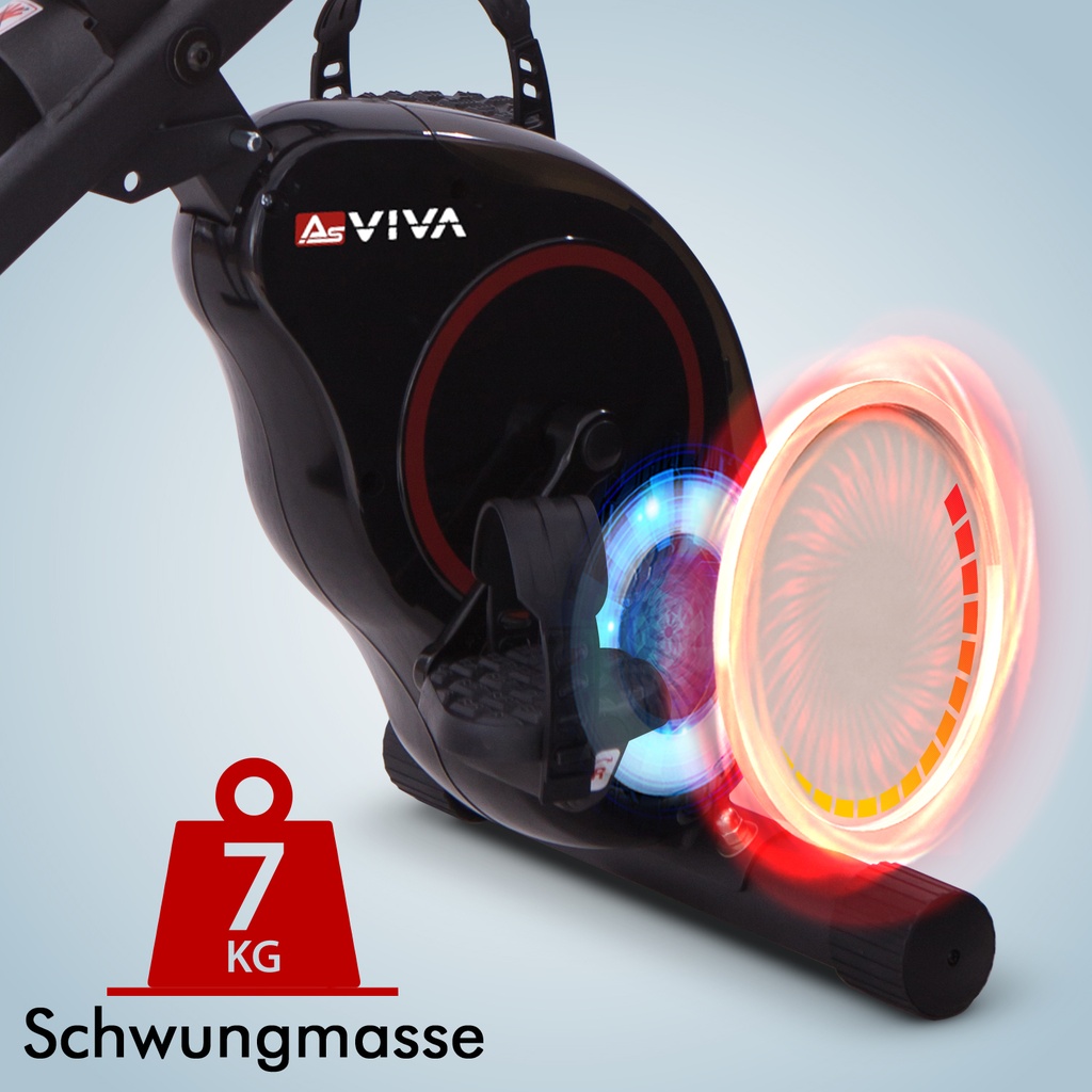 Magneet-vliegwiel van de AsVIVA hometrainer H14 in het zwart voor een stille en gelijkmatige rotatie