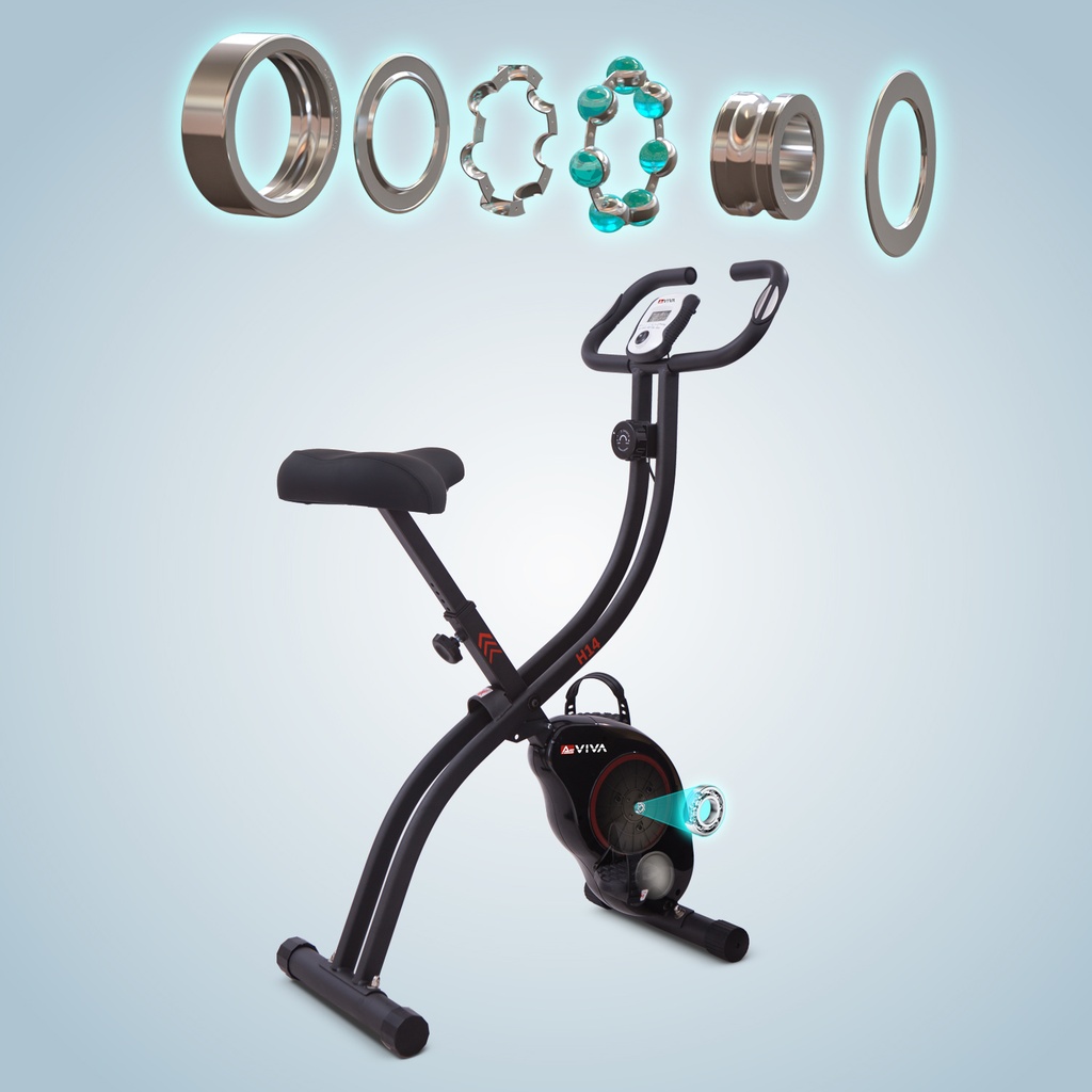Precieze kogellager van de AsVIVA hometrainer H14 in het zwart voor een stille en duurzame loop