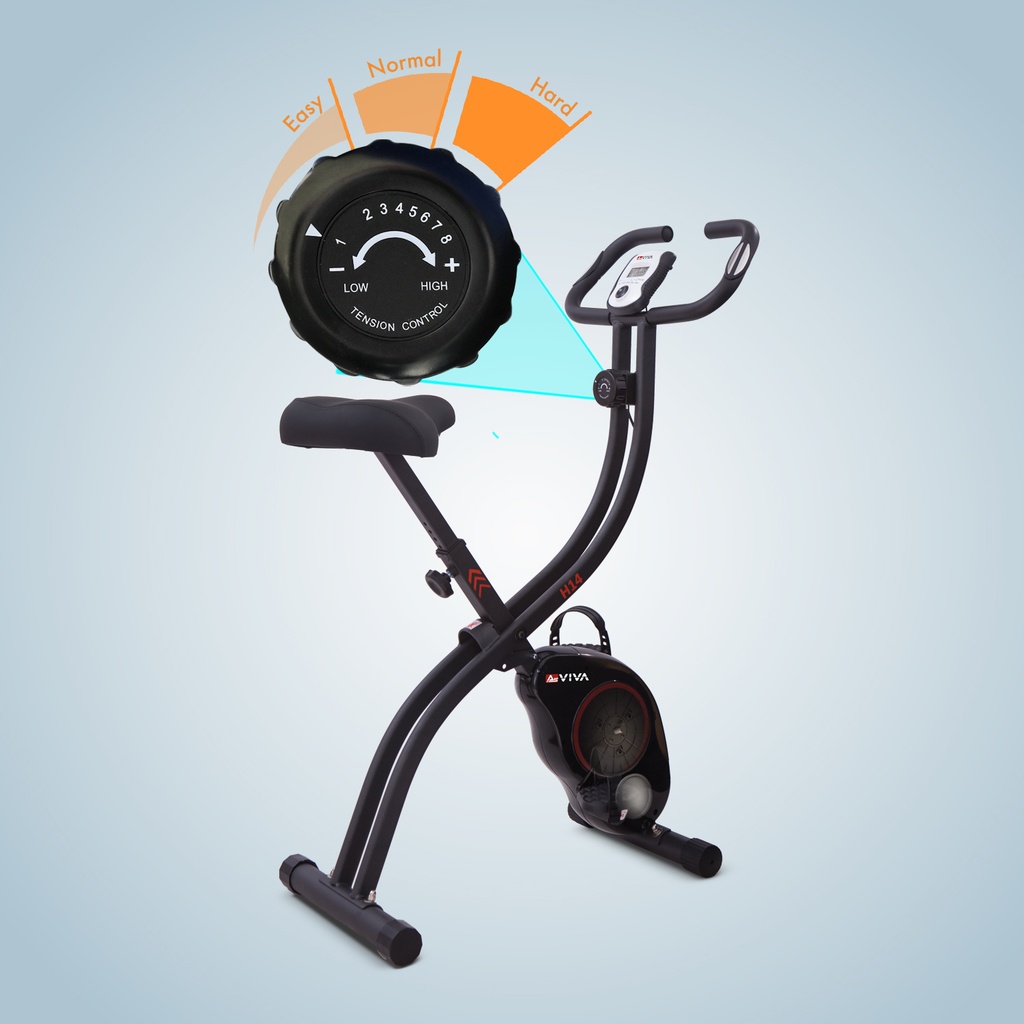 Magnetisch weerstandssysteem van de AsVIVA hometrainer H14 in het zwart voor het traploos instellen van de trainingsintensiteit