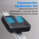 Ergonomisch gevormde zitting van de AsVIVA roeimachine RA12 voor rugbesparend en comfortabel roeien