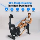 Spiertraining voor het hele lichaam op de AsVIVA roeimachine RA12 met belasting van rug, armen en benen