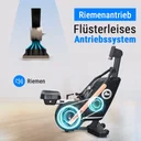 Riemaandrijving van de AsVIVA roeimachine RA12 voor een gelijkmatige en rustige bewegingsloop