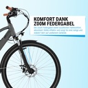 City E-Bike B15 (Grau, brauner Sattel, breites Display) – Zoom-Federgabel