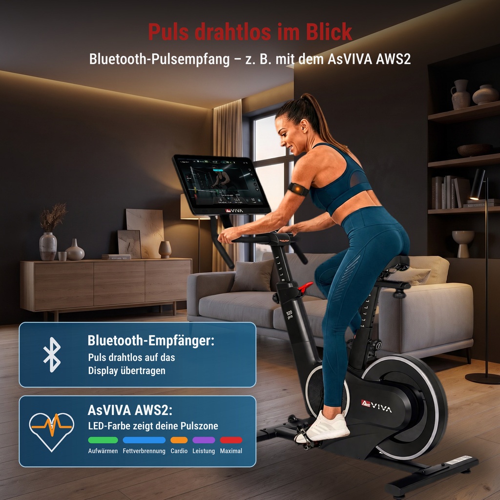 Speedbike Multimedia Studio Pro S20 – Bluetooth-hartslagontvangst met AsVIVA AWS2