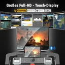 Grote touchmonitor met trainingsgegevens van de AsVIVA loopband Smart T18 Pro