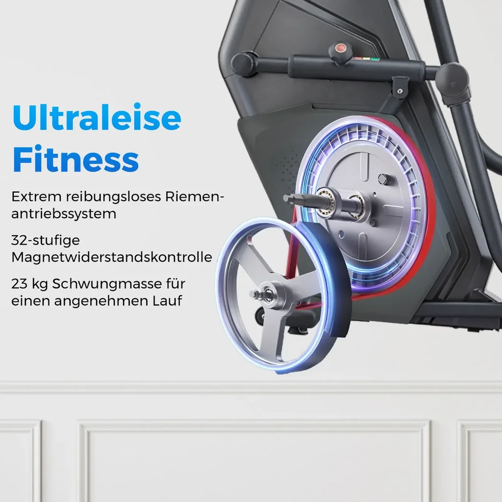 Onderhoudsarme riemaandrijving van de AsVIVA trapstepper ST4 voor een stille loop