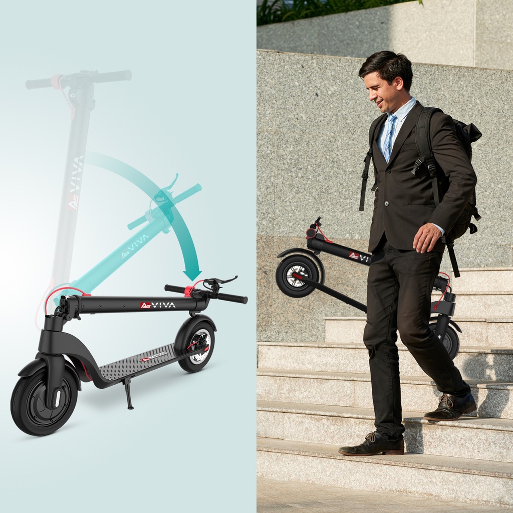 E-Scooter AsVIVA ES01 Tretroller – Zusammengeklappt Tragen