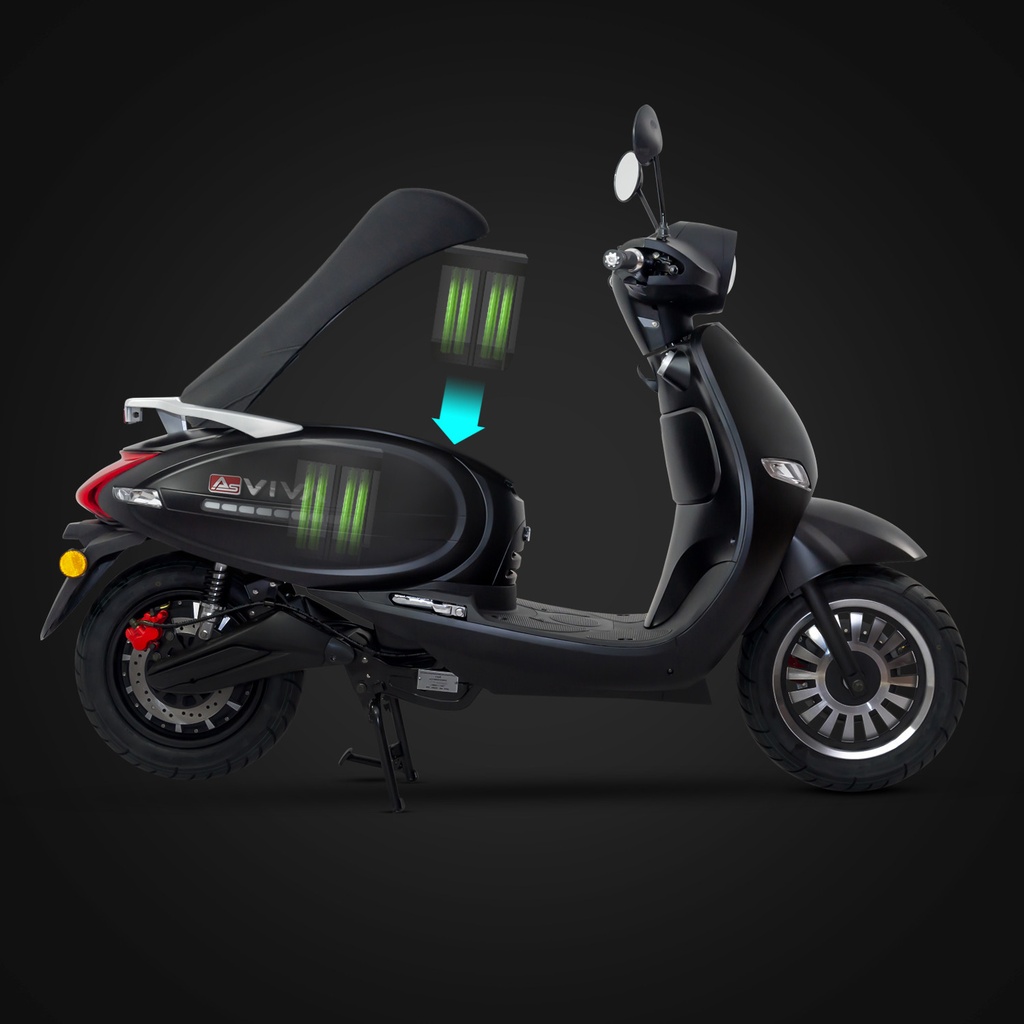 AsVIVA EM2 E-Roller Akku 60V 22.4Ah Li-Ion – 22ah Schwarz