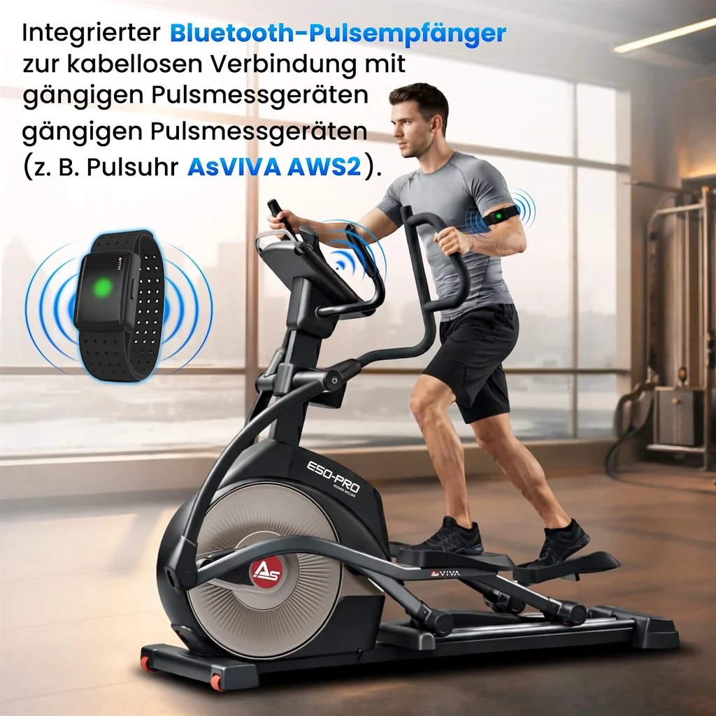 Crosstrainer Smart Stair Pro E50 – Ellipsentrainer Studio Pulsempfänger Pulsarmband