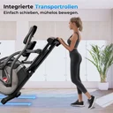 Geïntegreerde transportwielen van de AsVIVA crosstrainer E50 Pro voor eenvoudig verplaatsen in de ruimte